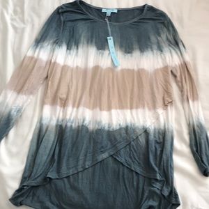 Ombré tie dye high/low slouchy top